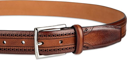 Cole Haan Men's Leather Dress Belt – Polished Brown, Tan Or Cognac Strap for Work & Formal Wear
