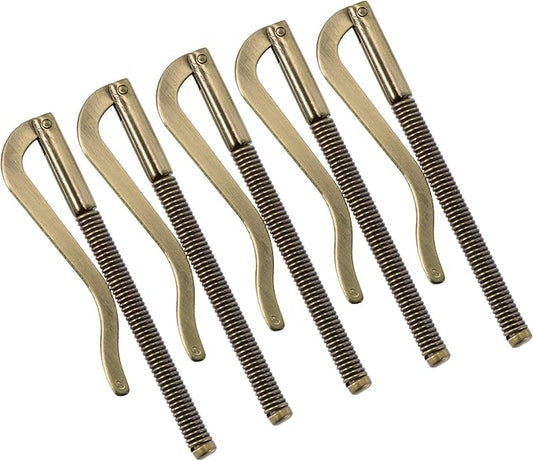 PATIKIL 80mm Spring Clip Bar, Metal Slim Open Coil Holder Clamp for Wallet Credit Card Leather Craft - 5 Pack (Brass)