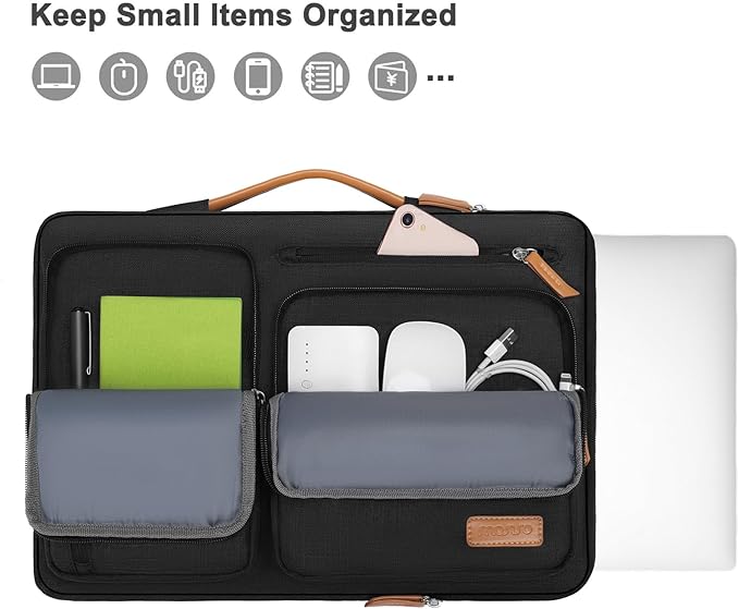 MOSISO 360 Protective Laptop Case 15 inch, 15 inch Laptop Sleeve Compatible with MacBook Air M5 M4 M3 M2 2026-2023, Dell XPS Plus, Side Open Carrying Case with 4 Zipper Pockets&Handle, Black