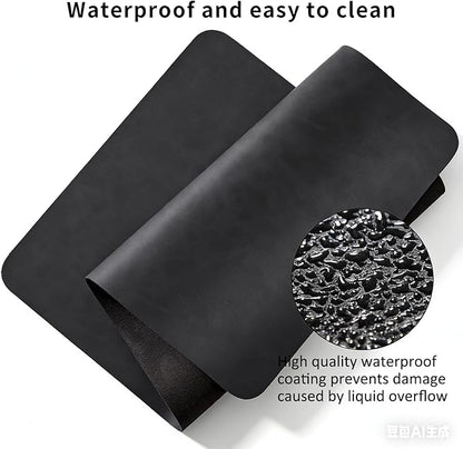 Distressed Leather Desk Mat - Non-Slip PU Leather Desk Pad Protector - Large Waterproof Mouse Pad Computer Keyboard Desk Mat Desk Accessories for Office & Home (Black, 36"x 17")