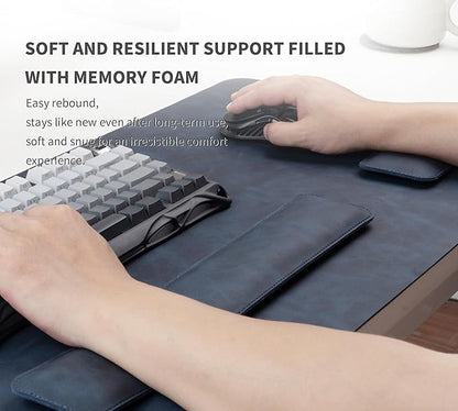 RENMTURE Large Mouse Pad and Keyboard Wrist Rest, Desk Pad for Keyboard and Mouse, Large Gaming Mouse Pad with Wrist Support, Desk Mat for Work and Gaming (Blue)