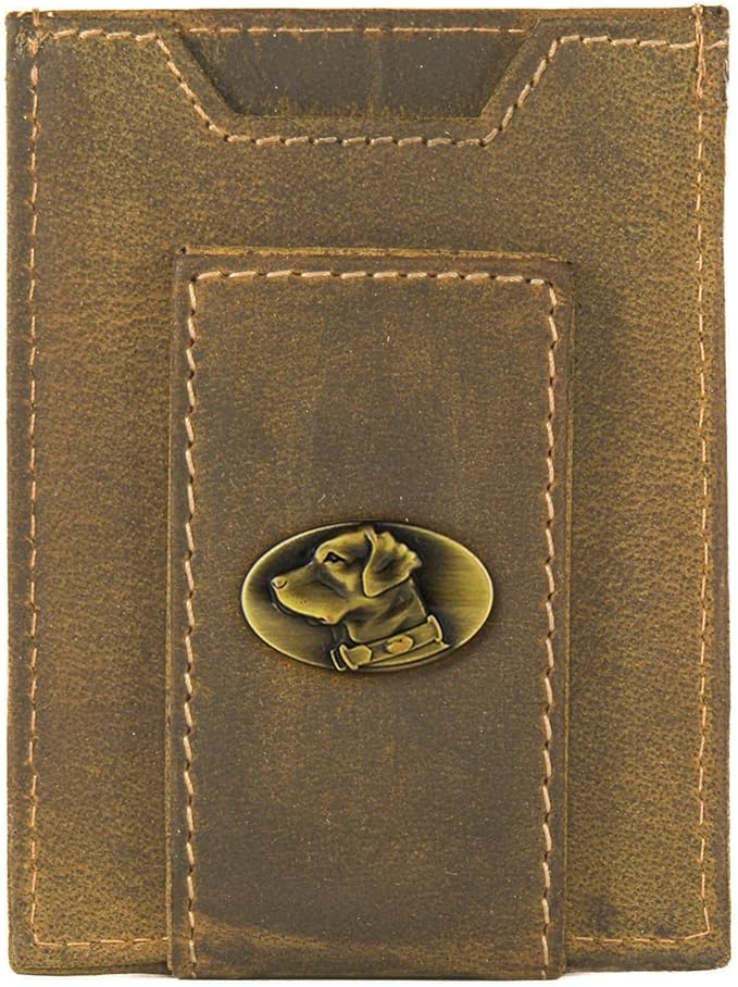 ZEP-PRO Lab Vintage Tan Leather Magnetic Front Pocket Wallet, Slim Stylish for Men