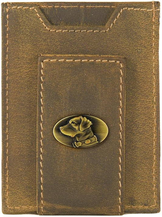 ZEP-PRO Lab Vintage Tan Leather Magnetic Front Pocket Wallet, Slim Stylish for Men
