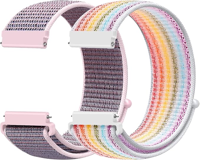 22mm Nylon Quick Release Watch Band Compatible with Samsung Galaxy Watch 3 45mm/Gear S3 Frontier/Garmin Venu 4 45mm/3 45mm/2/Vivoactive 4/Forerunner 570(47mm)/255/265/Amazfit Helio/Bip 6/5/Balance 2