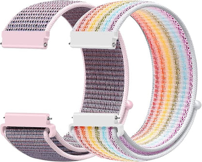 20mm Nylon Quick Release Band Compatible with Samsung Galaxy Watch 7 6 5 4 40mm 44mm/Garmin Vívoactive 6/5/3/3 Music/Forerunner 570 42mm/55/158/165/245/645/Amazift Active 2/Active/T-Rex 3 Pro 44mm