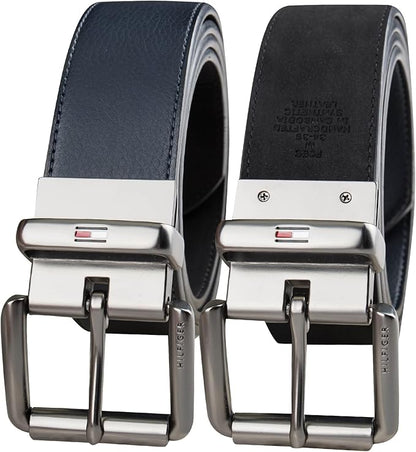 Tommy Hilfiger Men's Reversible Leather Belt, 2‑in‑1 Design for Dress Or Casual Wear