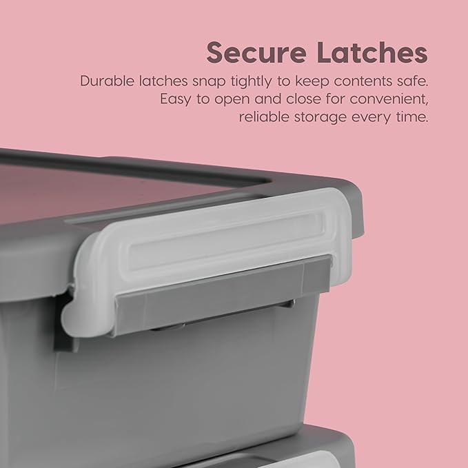 IRIS USA 6 Qt. Plastic Craft Storage Container Bins with Lids, 2 Pack, Small Art & Office Supply Organizer Tote, Sensory Bins & Boxes for Home & University, Stackable, Secure Latch Buckles, Gray