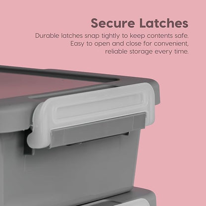 IRIS USA 6 Qt. Plastic Craft Storage Container Bins with Lids, 2 Pack, Small Art & Office Supply Organizer Tote, Sensory Bins & Boxes for Home & University, Stackable, Secure Latch Buckles, Gray