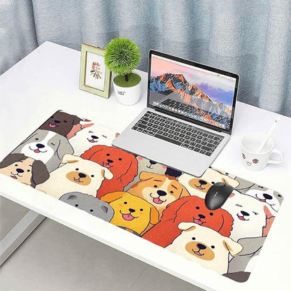 Positively Adorable Dog Desk Mat - （27.56 * 13.78in） Desk Pad, Large Non-Slip PU Leather Pad for Aesthetic Home Office & Gaming,A Gift for Dog Lovers