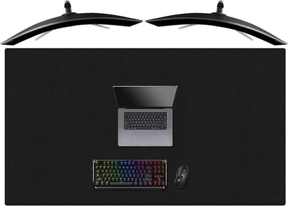 Cacoy 55" x 31.5" PU Leather Desk Mat, Oversized Waterproof Desk Pad Protector, XXL Large Gaming Mouse Pad & Keyboard Cover, Dual-Side Office Desk Blotter Mat for Computer, Home & Work (Black)