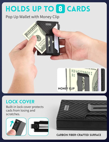 Ridge Wallets for Men,Magnetic Wallet for iPhone 17/16/15/14/13/12 Series,Magsafe Wallet with Money Clip,Card Holder,Holds 8 Cards & Bills,Ridge Wallet by Aluminum &Microfiber Leather