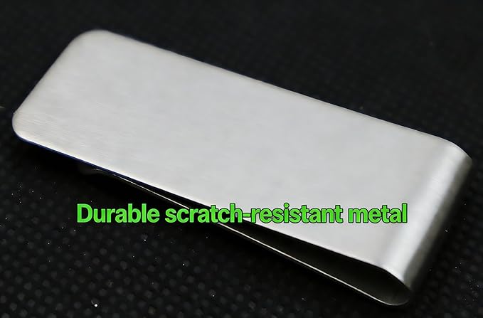 Small Men's Slim Money Clip, Stainless Steel Credit Business Card Holder, Pocket Cash Wallet, 2-Inch