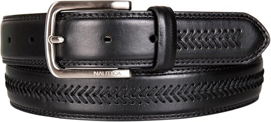 Nautica Men's Dress Leather Belt for Suits and Pants | Classic | Business | Fashion | Adjustable | Metal Buckle