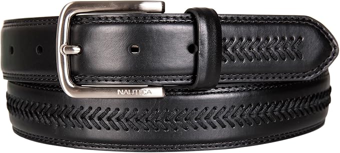 Nautica Men's Dress Leather Belt for Suits and Pants | Classic | Business | Fashion | Adjustable | Metal Buckle