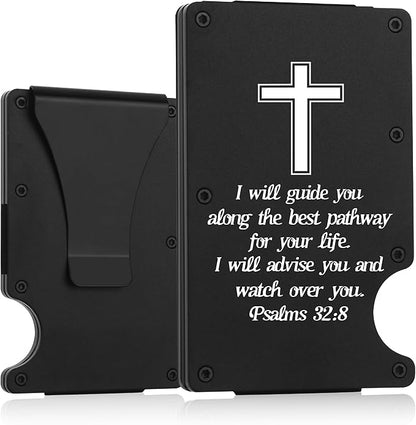 THTCSQ Christian Gifts Personalized Engraved Metal Wallet, Slim Wallet for Men, Biblical Gift for Graduation, Birthdays or Christmas