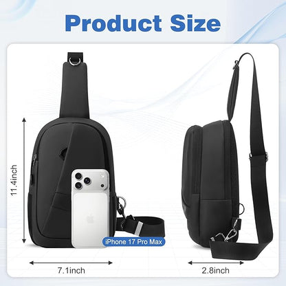 Hoedia Crossbody Sling Bag for Men Women, Shoulder Cross Body Bag EDC Back Pack with Reflective Strip and Multi-pocket