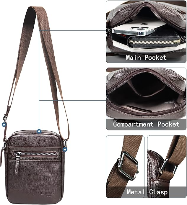 Small/Medium Crossbody bag for men shoulder bag mens purse satchel leather messenger bag gift man