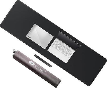 CENNBIE Leather Desk Mat Protector, 51.2" x 16" Extra Large Leather Office Desk Pad Mat for Full Desk, Computer Desk Mat on top of desks - Oversized Large Mouse Pad (Black)