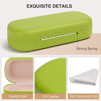 Marvolia Glasses Case Large Hard Shell Eyeglasses Case PU Leather Protective Case for Sunglasses Eyeglasses
