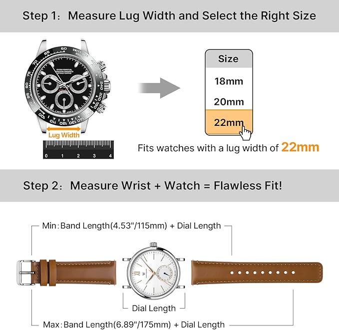 Fullmosa 18mm 20mm 22mm 24mm Leather Watch Bands, 2 Pack Soft Quick Release Watch Strap Compatible with Garmin Vivoactive 5/6/4/3, Venu 4/3S/2S, Samsung Galaxy Fossil Amazfit for Men Women,22mm Toffee Brown&Silver/Black&Black