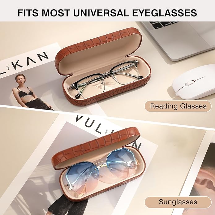 Marvolia Glasses Case Large Hard Shell Eyeglasses Case PU Leather Protective Case for Sunglasses Eyeglasses