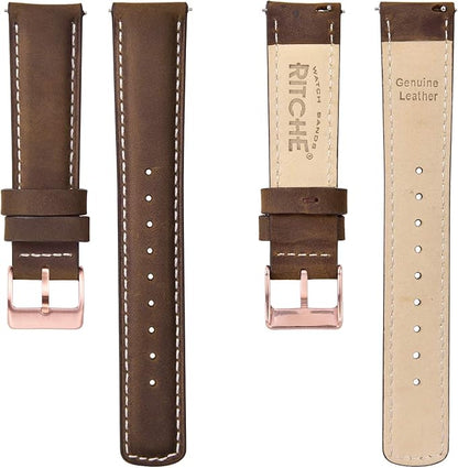 Ritche Christmas Gift Quick Release Leather Watch Bands Genuine Watch Straps for Men Women Top Grain Leather Watch Strap, White Elephant Gifts, Stocking Stuffers for Men, Father's Day gifts