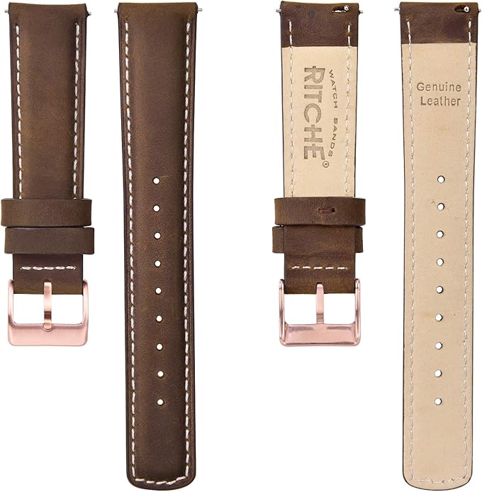 Ritche Christmas Gift Quick Release Leather Watch Bands Genuine Watch Straps for Men Women Top Grain Leather Watch Strap, White Elephant Gifts, Stocking Stuffers for Men, Father's Day gifts