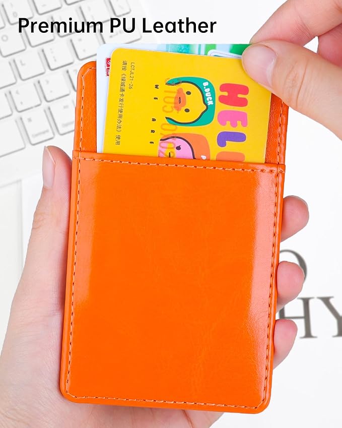 Teskyer Badge Holder with Lanyard, Leather ID Name Badge Card Holder with Lanyard for ID Badges, Vertical, Bright Orange