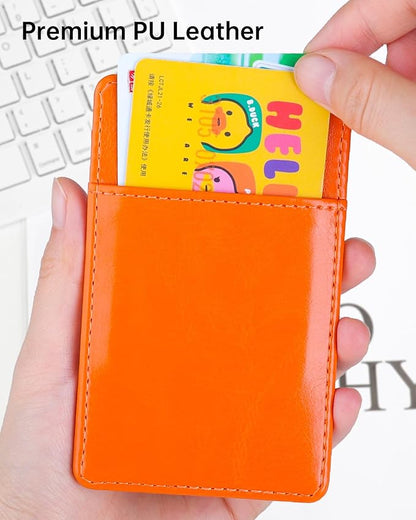 Teskyer Badge Holder with Lanyard, Leather ID Name Badge Card Holder with Lanyard for ID Badges, Vertical, Bright Orange