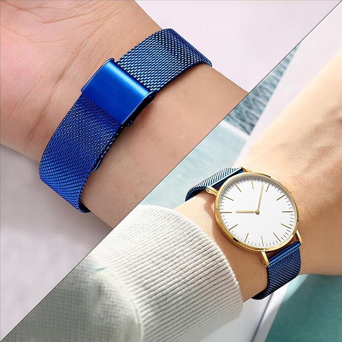 TStrap Mesh Watch Band Metal - Black Quick Release Watch Bands for Men Women - Stainless Steel Smart Watches Strap Bracelet Replacement - 10mm 12mm 14mm 16mm 18mm 20mm 22mm
