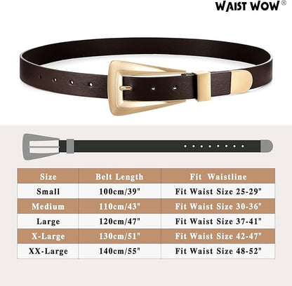 Women's Leather Belts for Jeans Pants Fashion Leather Waist Belt Ladies Dress Belts with Gold/Silver Buckle