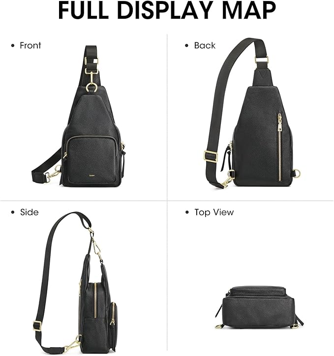 Kattee Small Sling Bag for Women, Leather Fanny Packs Crossbody Purse, Chest Bag for Travel with RFID Blocking, Black