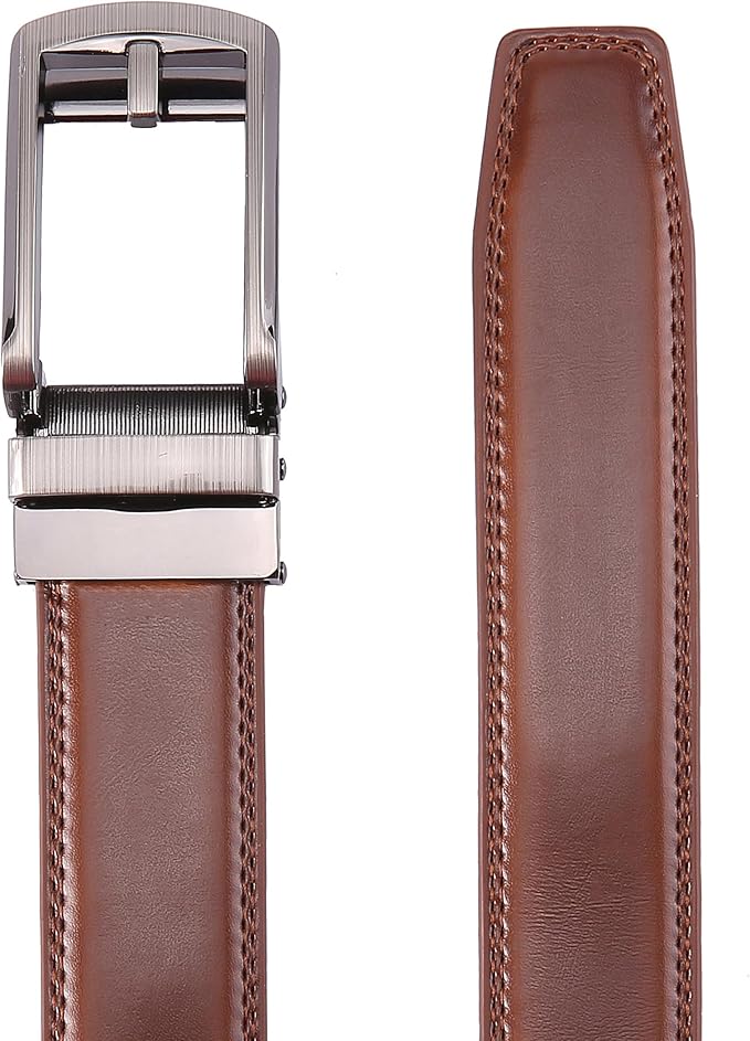 Men's Belt, Leather Ratchet Belt For Men's Dress 3.0cm,1 1/8" Size Adjusted Automatic Buckle