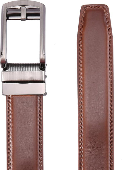 Men's Belt, Leather Ratchet Belt For Men's Dress 3.0cm,1 1/8" Size Adjusted Automatic Buckle