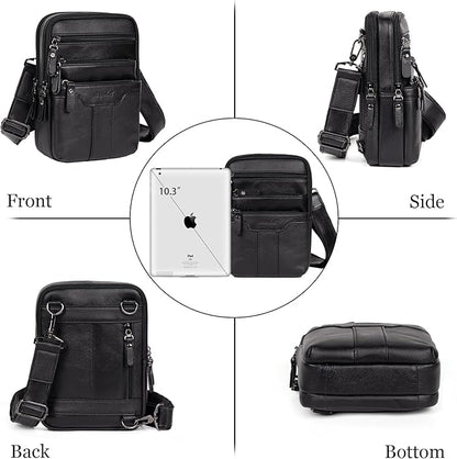 Leather Messenger Bag for Men, Small Leather Sling Shoulder Bag Messenger Pack for Men, Man Purse