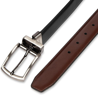 Haggar Men's 2-in-1 Reversible Leather Belt for Dress Pants, Suits, Khakis - Classic, Business Casual, Formal, Work