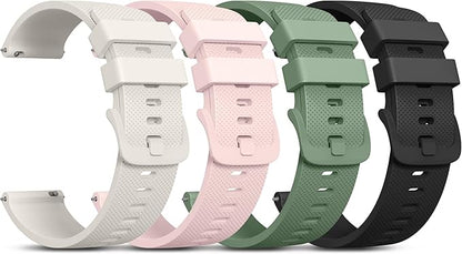 Vanjua 22mm Watch Bands Quick Release Replacement Wristband, 4 Pack Soft Silicone Waterproof Sport Straps Band for Men Women