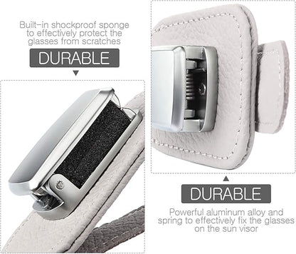 Mudder 2 Packs Sunglasses Holder for Car Universal Visor Sunglasses Holder Clip Leather Eyeglasses Hanger and Ticket Card Clip Eyeglasses Mount for Car(Gray)