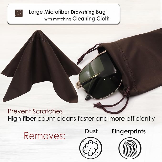MyEyeglassCase - Large Sunglasses Case - Hard Glasses Case Holder w/Pouch & Cloth - Eyeglass Case Aviator Frames Men & Women