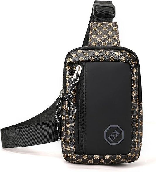 Long Keeper Mini Sling Bag - Women Men Vegan Leather Crossbody Phone Bag Waterproof Travel Running Chest Bag Casual Daypack