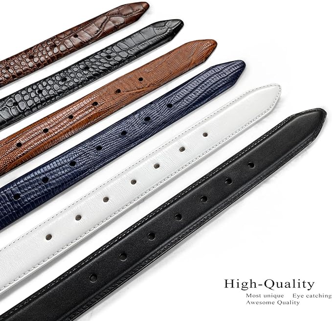 Andrew/Armando - Dress Belt Solid Brass Buckle (Gold & Silver) Genuine Full-Grain Cowhide Leather Belt 1-1/8"(30mm) Wide