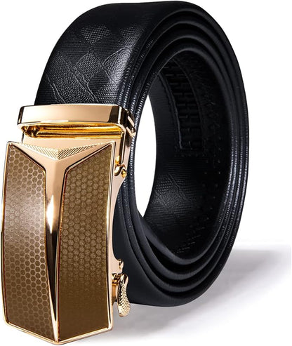 Dubulle Men's Ratchet Belt Gold/Black/Red/Green/Blue/White Automatic Buckle Business Casual Belt Gift - Adjustable Fit