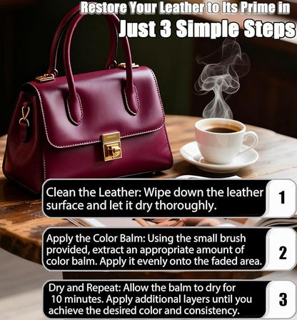 Leather Recoloring Balm, Leather & Vinyl Color Restorer Conditioner – Repairs Faded & Scratched Leather Color