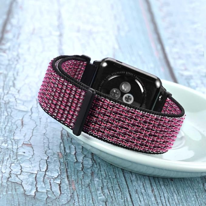 WOCCI 22mm Adjustable Nylon Watch Band, Quick Release Sport Loop Strap (Ripe Plum)