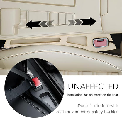 2PCS Car Seat Gap Filler Organizer,2 in 1 Car Gap Filler with Fill and Storage Function for Storing Phones Keys Cards,Universal Multifunctional No Drop Seat Guard for Cars (Beige)