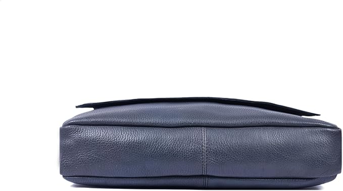 16" Crossbody Bag Leather Laptop Messenger Bag For Men with trolley sleeve for school office (Royal Blue)