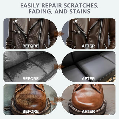 Leather Recoloring Balm & Color Restorer | Black Leather Dye, Paint & Repair Kit for Furniture, Couches, Car Seats, Shoes| Restore Faded & Scratched Surfaces