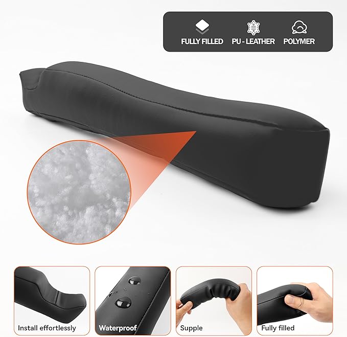 Car Seat Gap Filler - 2 Pack Premium Leather Console Blockers for Cars, Trucks & SUVs - Adjustable 1.4-2.4 Inch Width - Prevents Items Falling Between Seats (Grey)