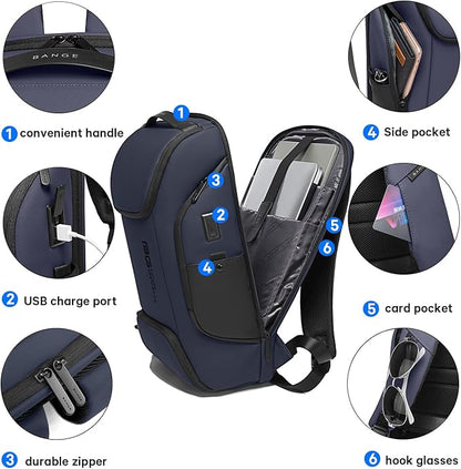 BANGE Business Laptop Smart backpack Can Hold 15.6 Inch Laptop Commute Backpack Carry on bag for men and women (Blue)