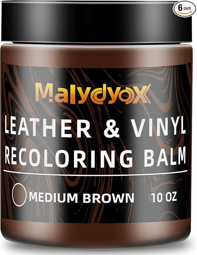 Malydyox Leather Recoloring Balm, 10 oz Leather Color Restorer Conditioner, Leather Color Repair Patch, Leather Restorer for Couches, Leather Color Repair Kits for Furniture, Sofa (Medium Brown)